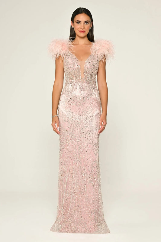 SİM Omuzları Otriş Detaylı Sırt Dekolteli Elbise 5826